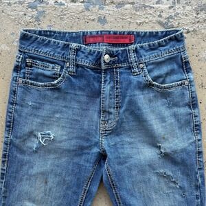 Rock & Roll Denim Double Barrel Straight Leg Jeans Mens 30x32 Distressed Blue